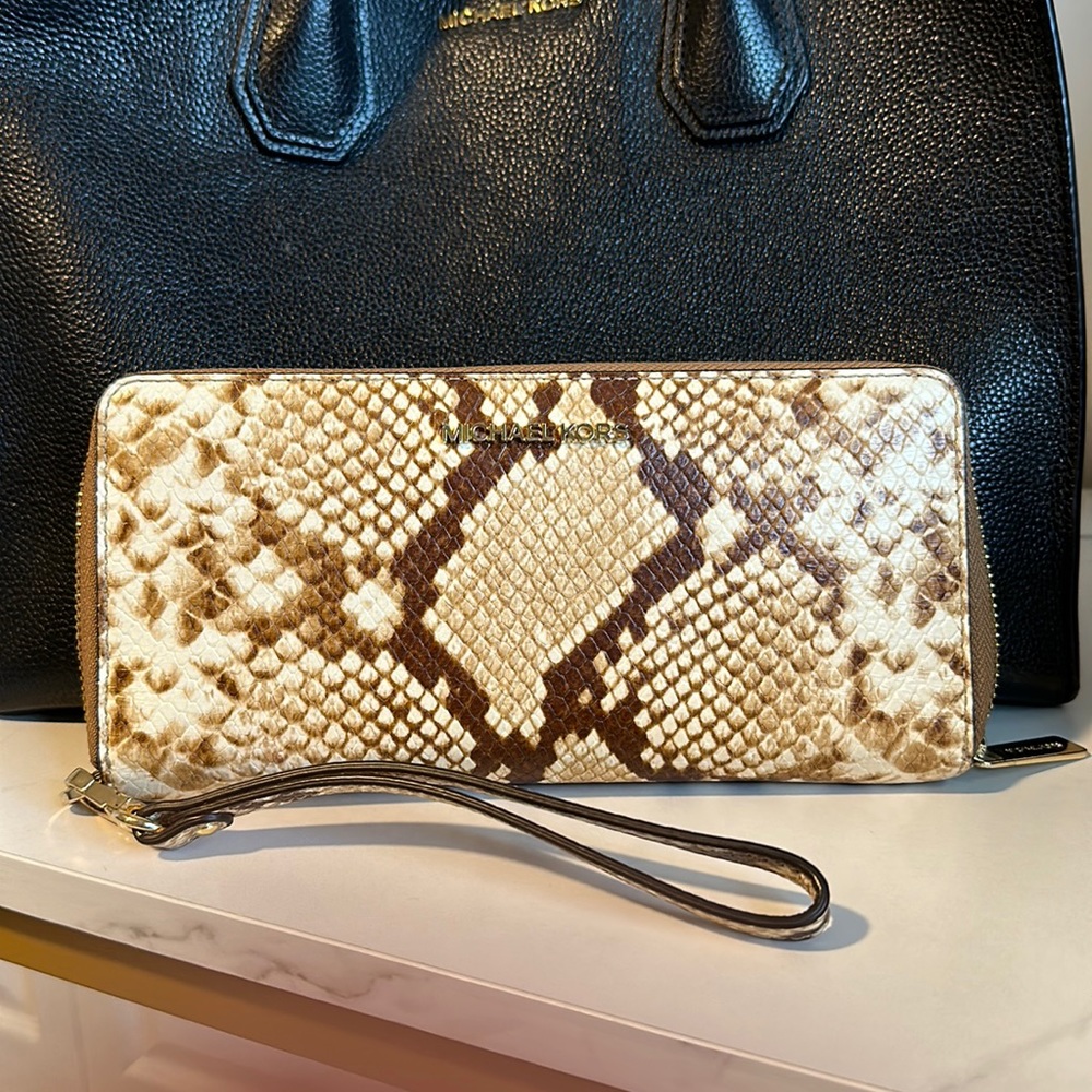 Michael Kors Jet Set Travel Large Python Embossed… - image 1